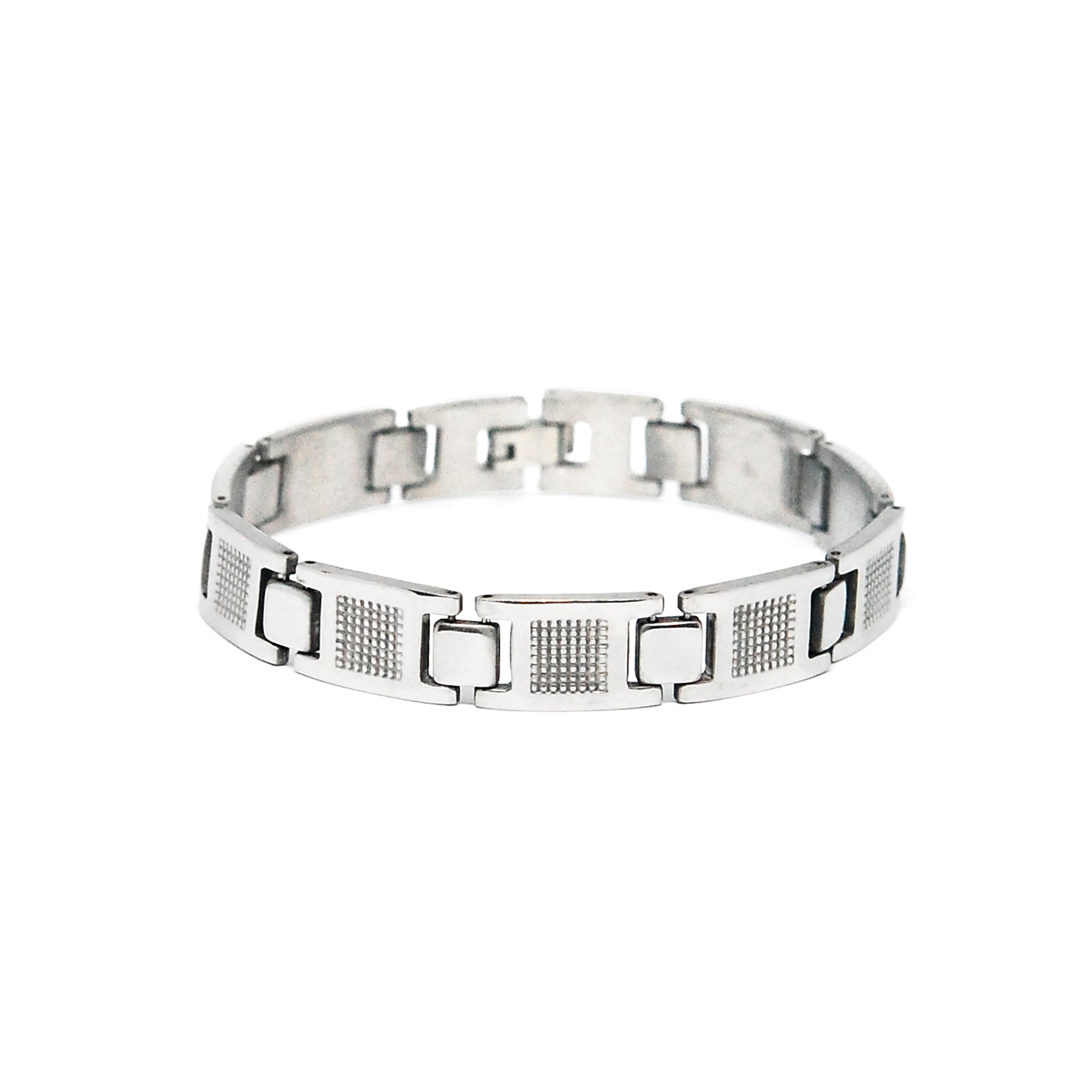 ESBL 6198: 8" S/S Square Grills Male Bracelet