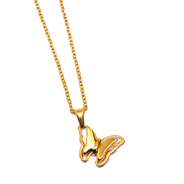 ESN 7140: Gold-Plated Happy Butterfly Necklace w/ 19