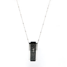 ESN 7189: Black & White Lord's Prayer Necklace w/ 19.5
