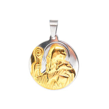 ESP 7692: 2-Tone XL Padre Pio Circle Pendant (28mm)