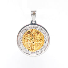 ESP 7692: 2-Tone XL Padre Pio Circle Pendant (28mm)