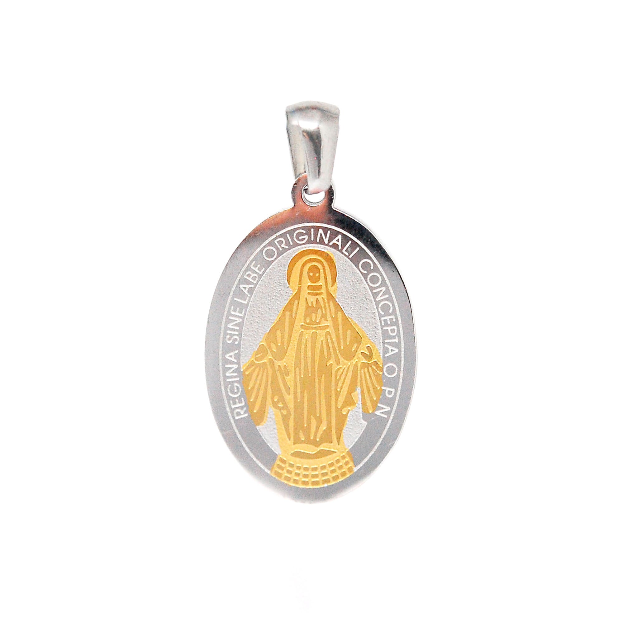 ESP 7264: 2-Tone Med Our Lady Of Grace Oval Pendant