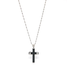 ESN 7315: Black Pixeled Cross Necklace w/ 19.5