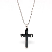 ESN 7315: Black Pixeled Cross Necklace w/ 19.5