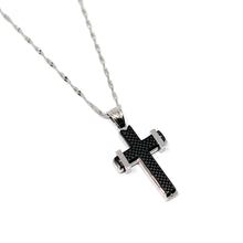 ESN 7315: Black Pixeled Cross Necklace w/ 19.5