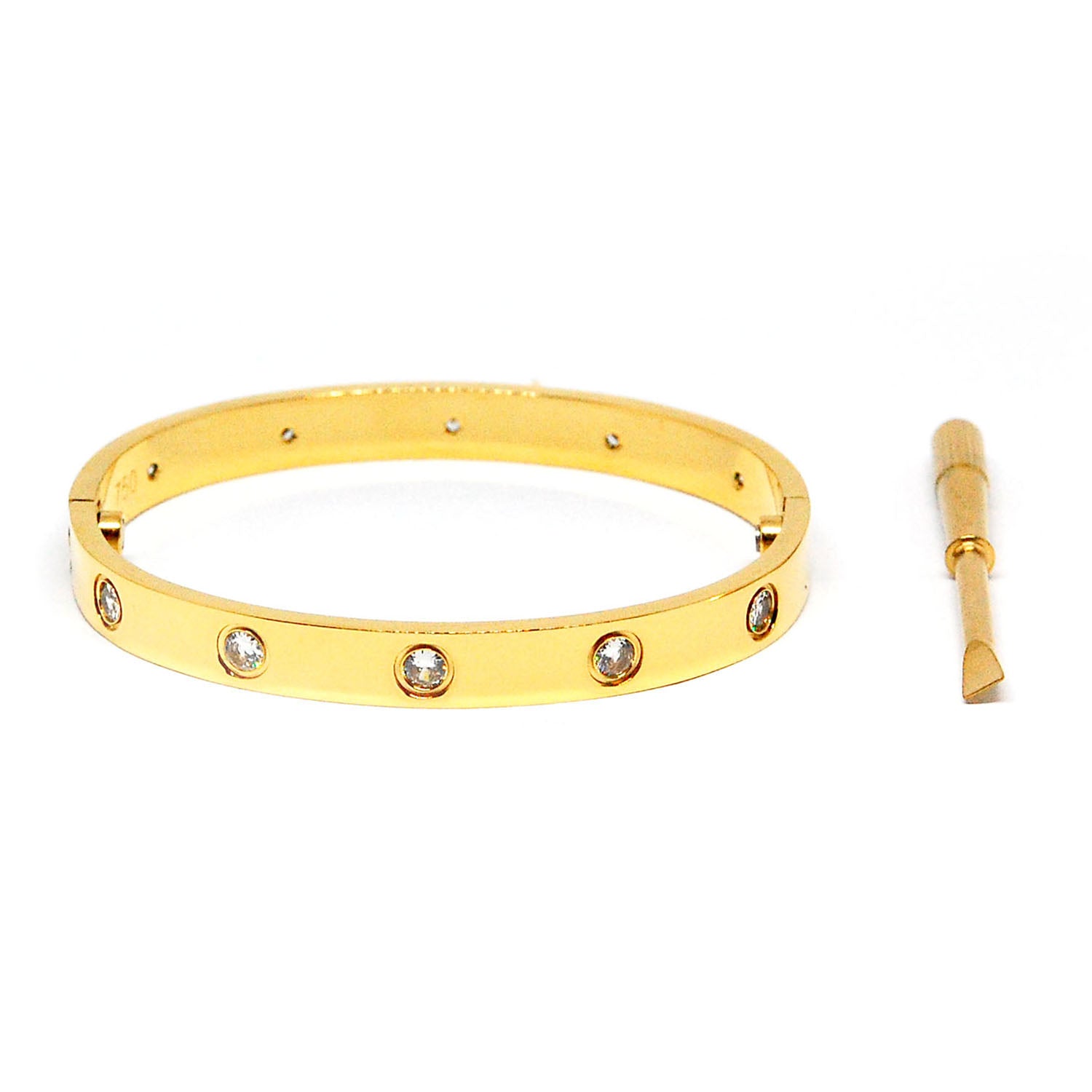 ESBG 7462: Hard Gold Plated 6.1mm 10-Drill Bangle w/ Free Screwdriver