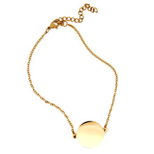 ESBL 7612: Adjustable Gold-Plated 18mm Circle Tag Bracelet w/ Free Face Engrave