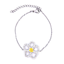ESBL 7614: White & Gold Crystal Studded 5-Petal Floral Bracelet