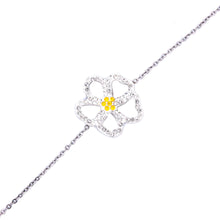 ESBL 7614: White & Gold Crystal Studded 5-Petal Floral Bracelet