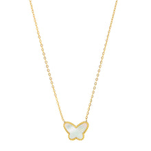 SET 7618: Gold Etched MOP Butterfly Necklace & Earrings Set