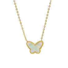 SET 7618: Gold Etched MOP Butterfly Necklace & Earrings Set