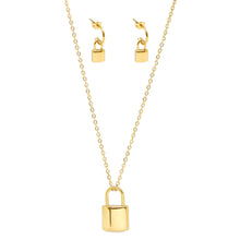 SET 7619: Gold Plated Dangling Lock Necklace & Earring Set