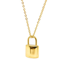 SET 7619: Gold Plated Dangling Lock Necklace & Earring Set