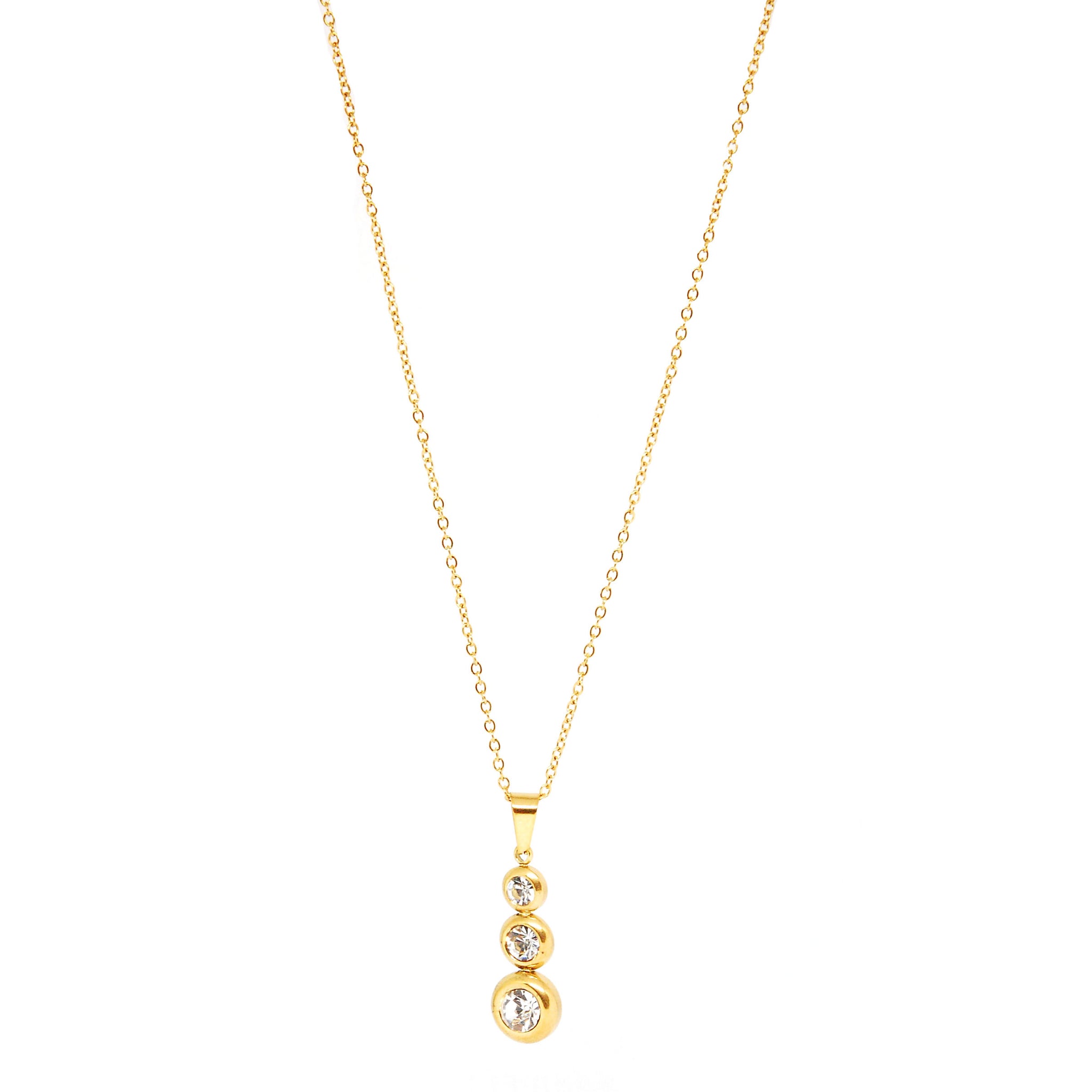 SET 7622: IPG Triple Crystal Cascading Necklace & Earrings Set
