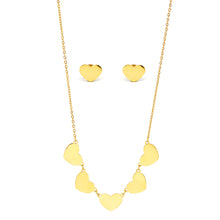 SET 7624: Gold-Plated 4-Flat Heart Necklace & IPG Flat Heart Earrings Set