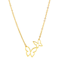 SET 7647: Gold Plated Mother & Baby Butterfly Outline Necklace & Earrings Set