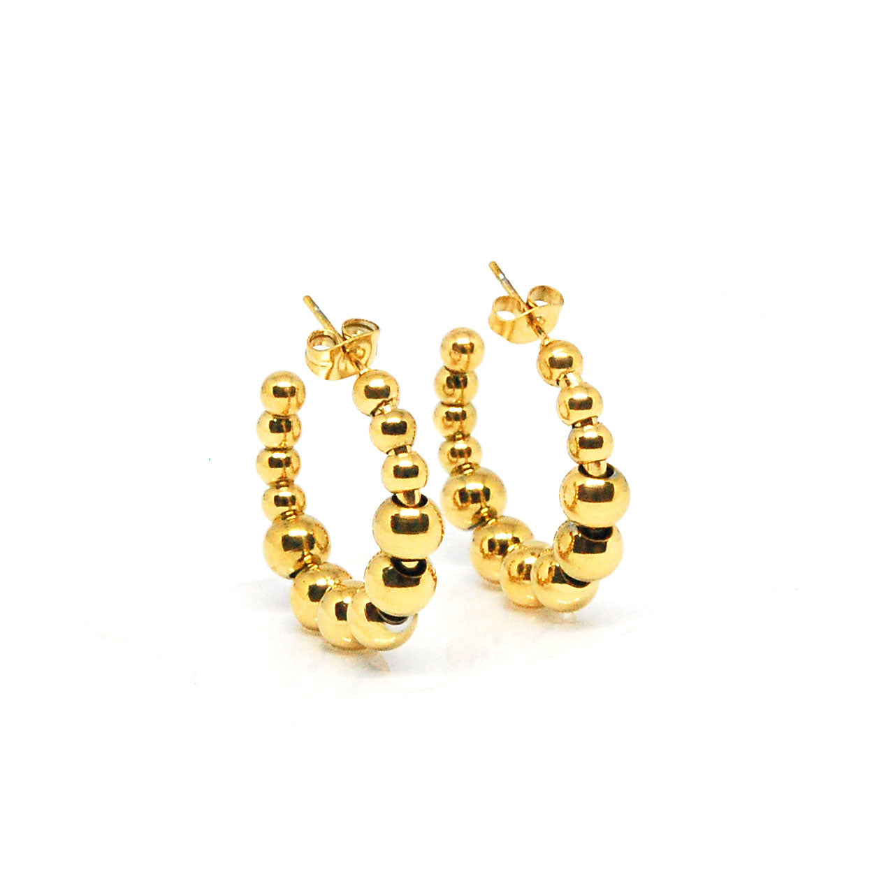 ESE 7696: Gold-Plated XL Multi-Hoop Ball earrings (25mm)