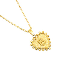 Gold-Plated Letter Accented Heart (18x20mm) Necklace w/ 18