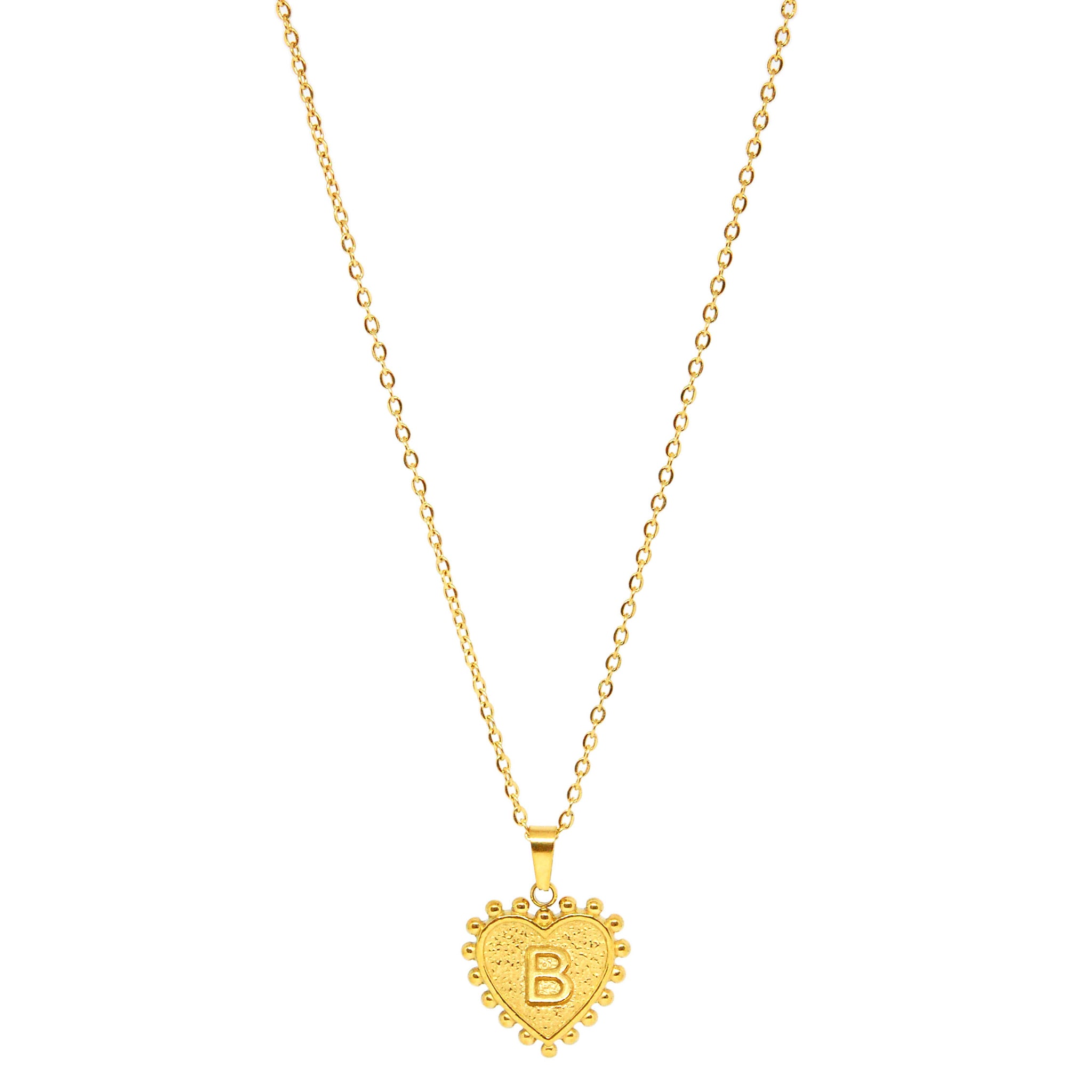 Gold-Plated Letter Accented Heart (18x20mm) Necklace w/ 18" Chain