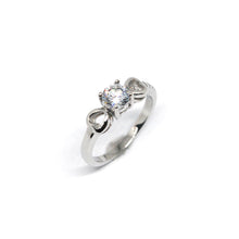 ESR 7279: Angelave 4mm Cz Solitaire w/ Double Heart Accents