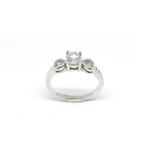 ESR 7279: Angelave 4mm Cz Solitaire w/ Double Heart Accents