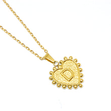 Gold-Plated Letter Accented Heart (18x20mm) Necklace w/ 18