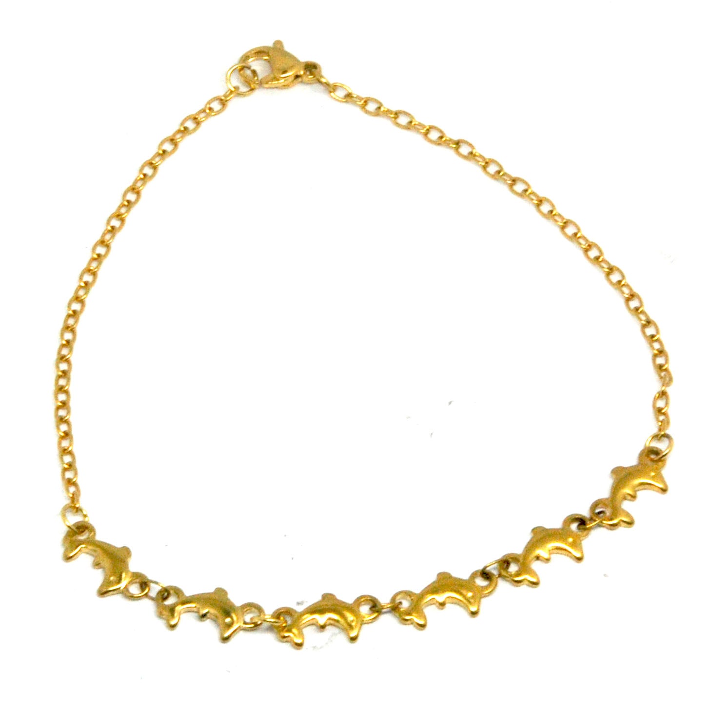 ESA 6294: Gold-Plated Dolphin Adjustable Anklet