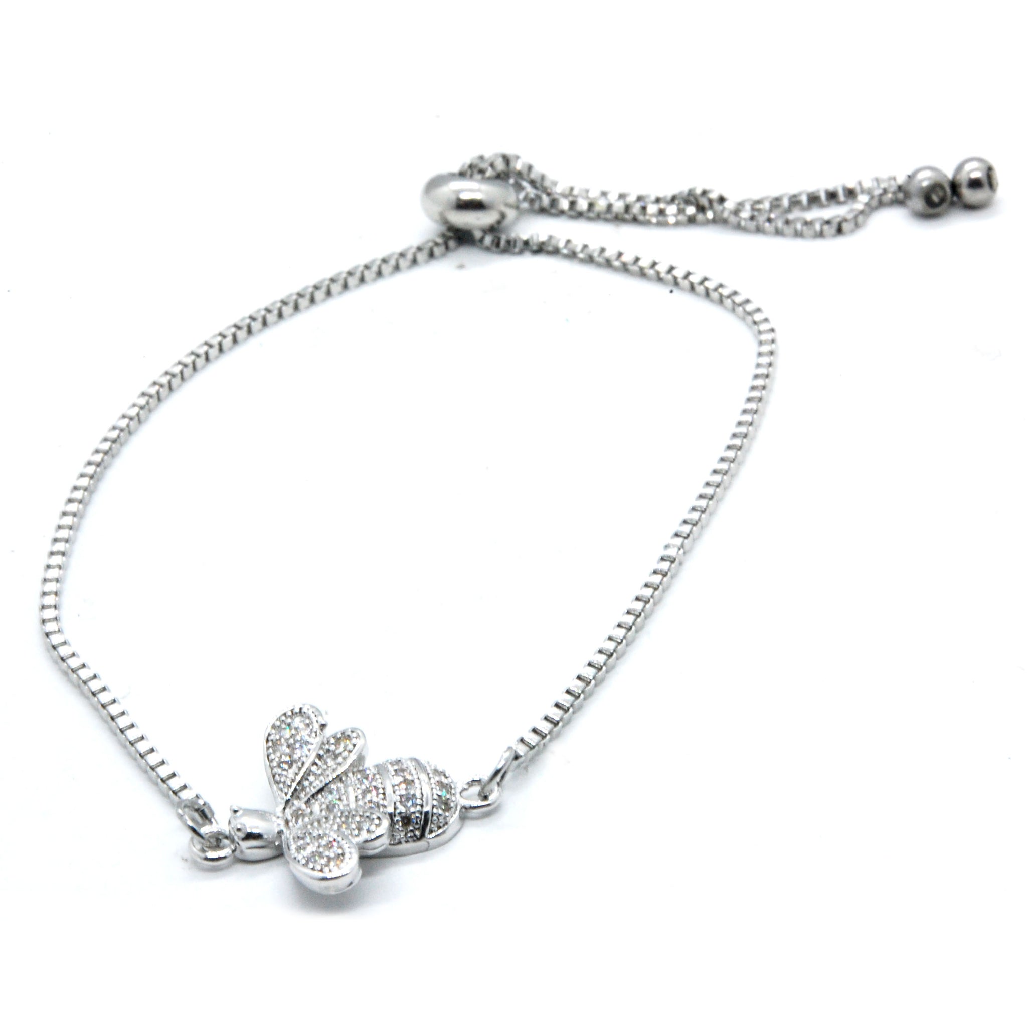 ESBL 6038: Happy Bumble Bee Cubic zirconia Studded Adjustable Bracelet