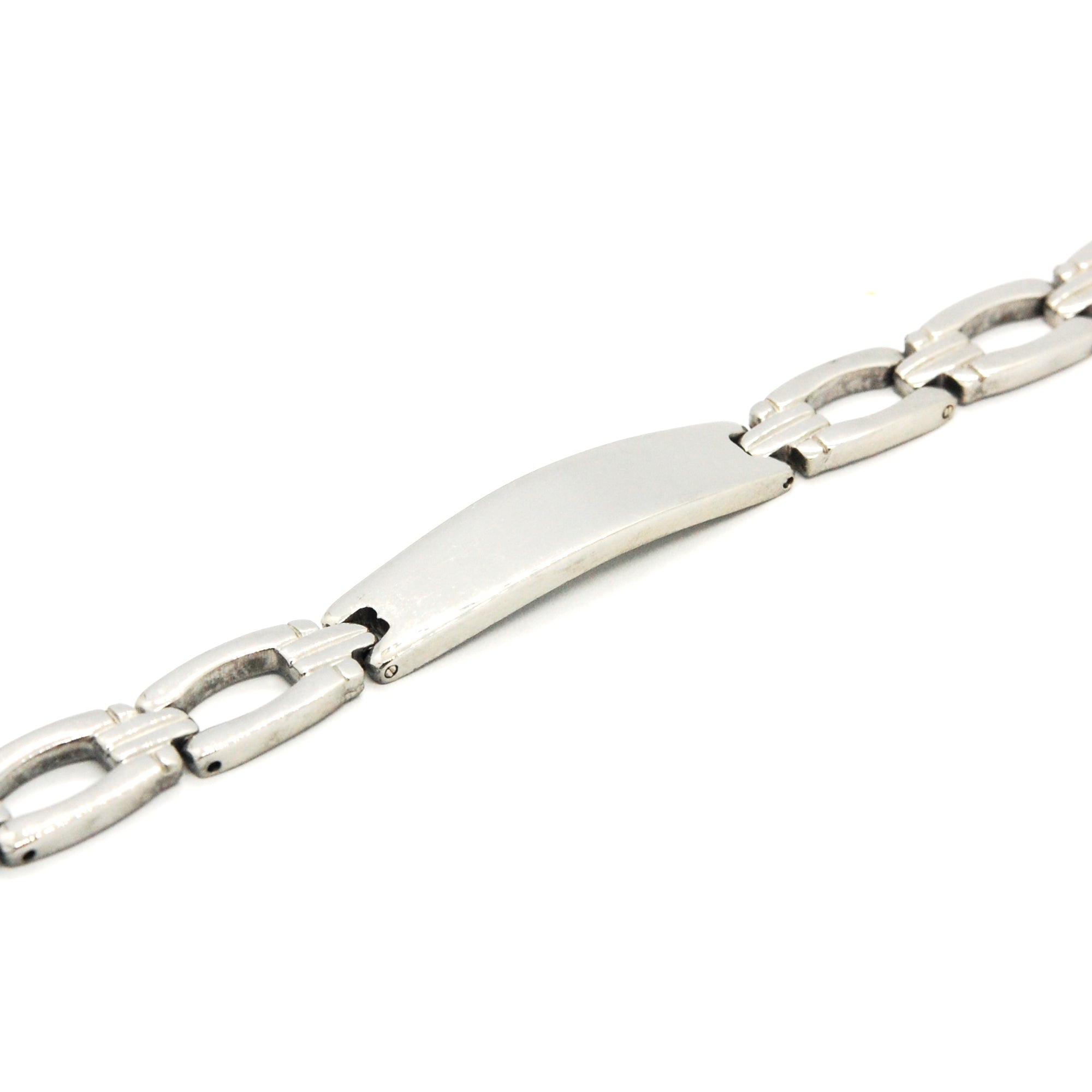 ESBL 6199: 8.25" Glossy Oval-Linked ID Nameplate Bracelet