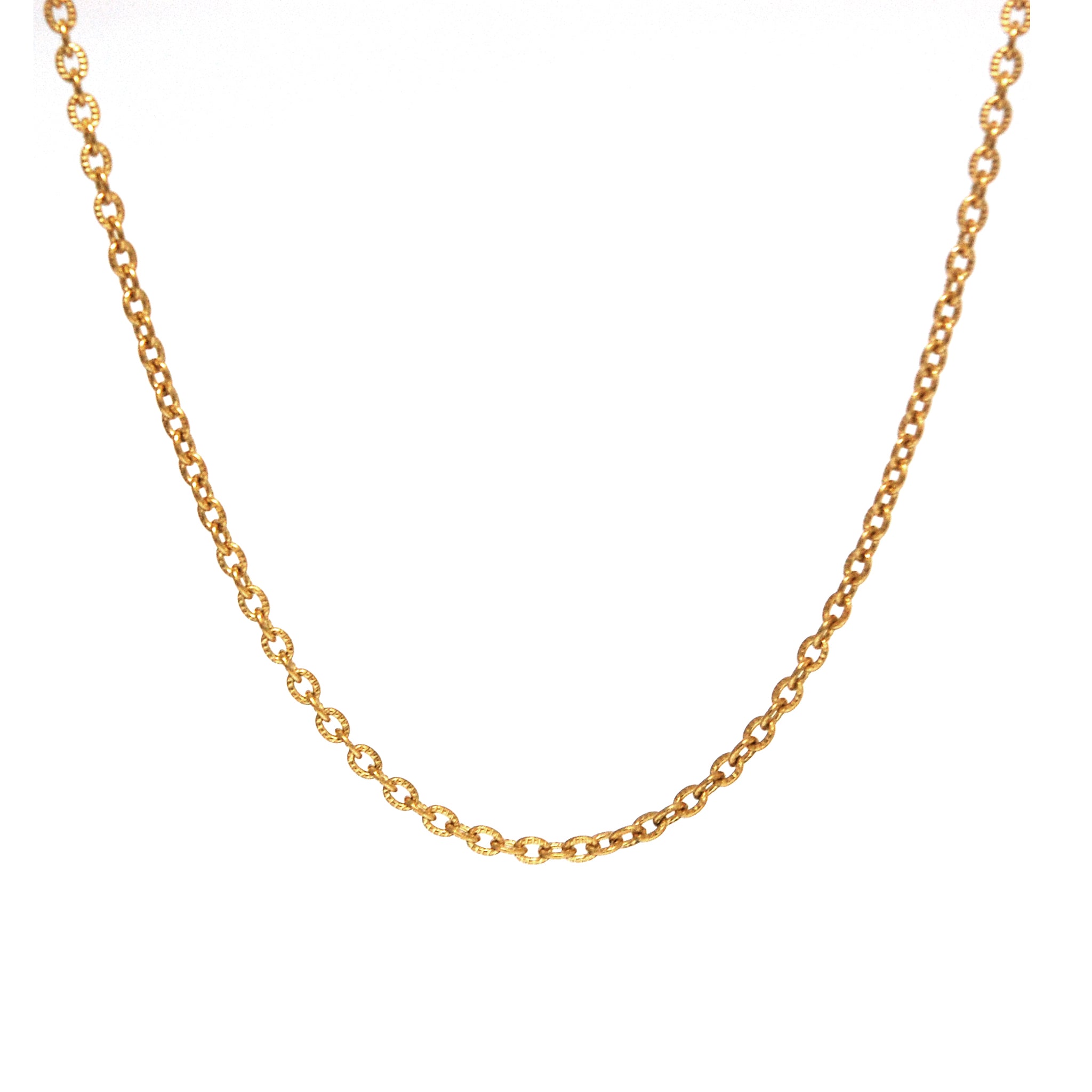 ESCH 4865: 19" Gold Plated Etched Elongated Round Link Chain