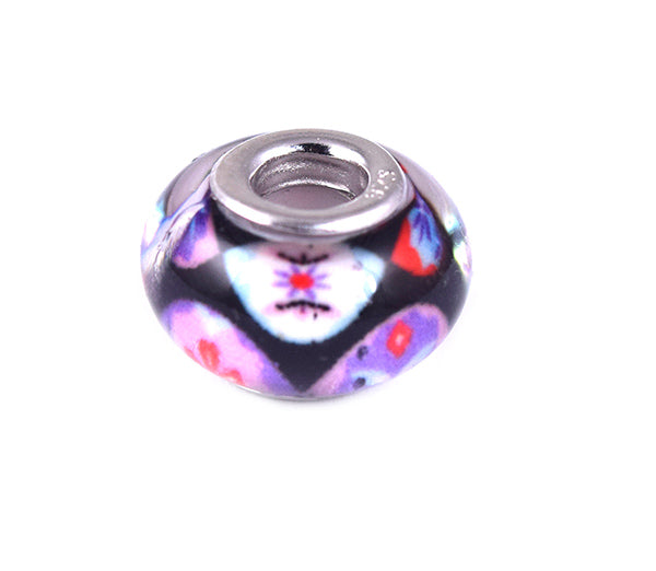 ESCM 4073: Murano Dark Beauty Charm (Blck, Red)