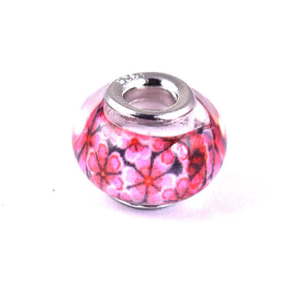 ESCM 4076: Murano Purple Flower Charm (Red, Violet)