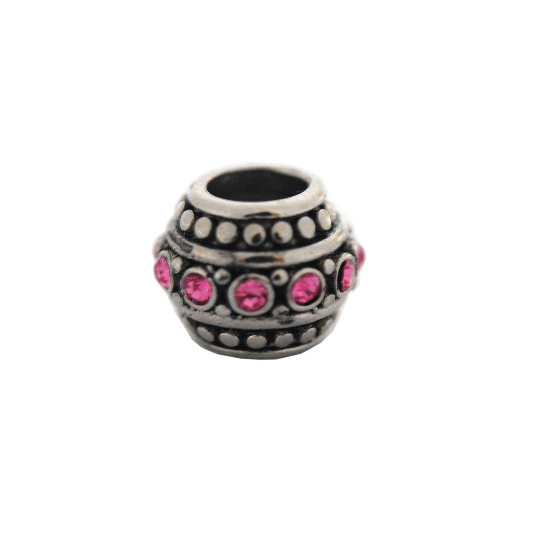 ESCM 4837: Pendant-Bracelet Eternal Friendship Charm w/ Pink Cubic Zirconias