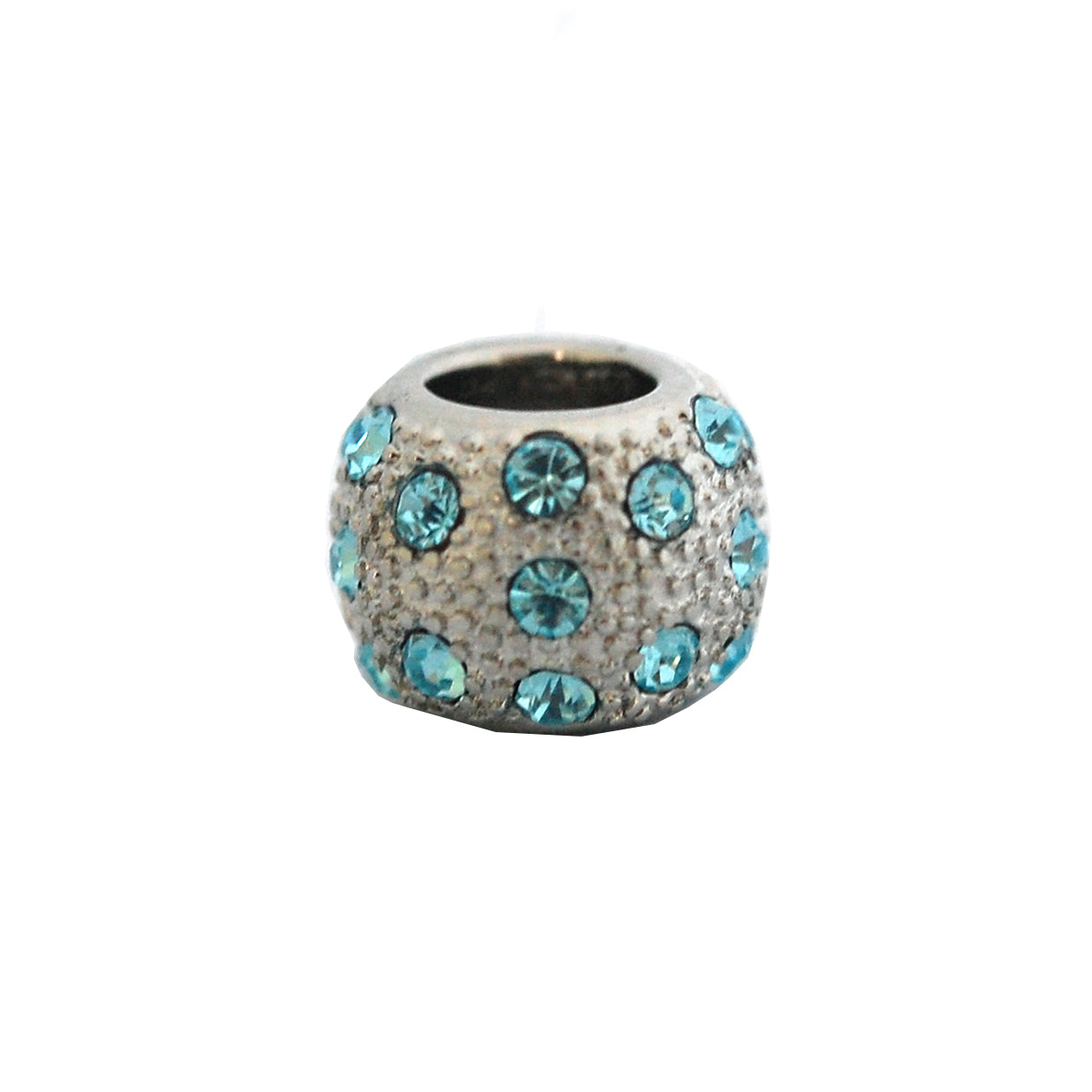 ESCM 4841: Pendant-Bracelet Aqua Cubic Zirconia-Studded Dotted Charm