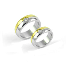 ESR 7465: Bella 2-Tone Dual Row Band w/ 1 Cubic Zirconia