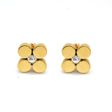 ESE 7673: 4-Petal Gold Clover Flower w/ 2mm Cubic Zirconia Center