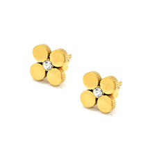 ESE 7673: 4-Petal Gold Clover Flower w/ 2mm Cubic Zirconia Center