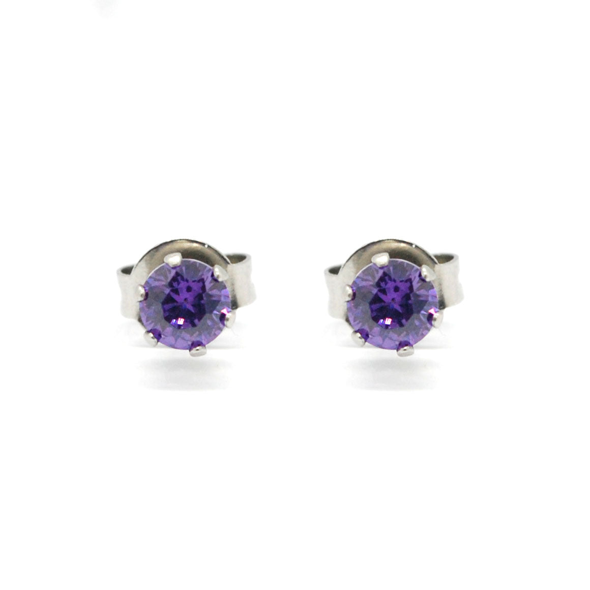 ESE 7598: Purple Power S/S Circle Cz Studs (5mm)