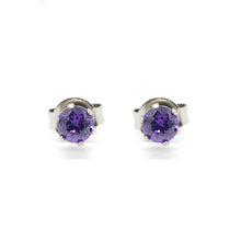 ESE 7598: Purple Power S/S Circle Cz Studs (5mm)