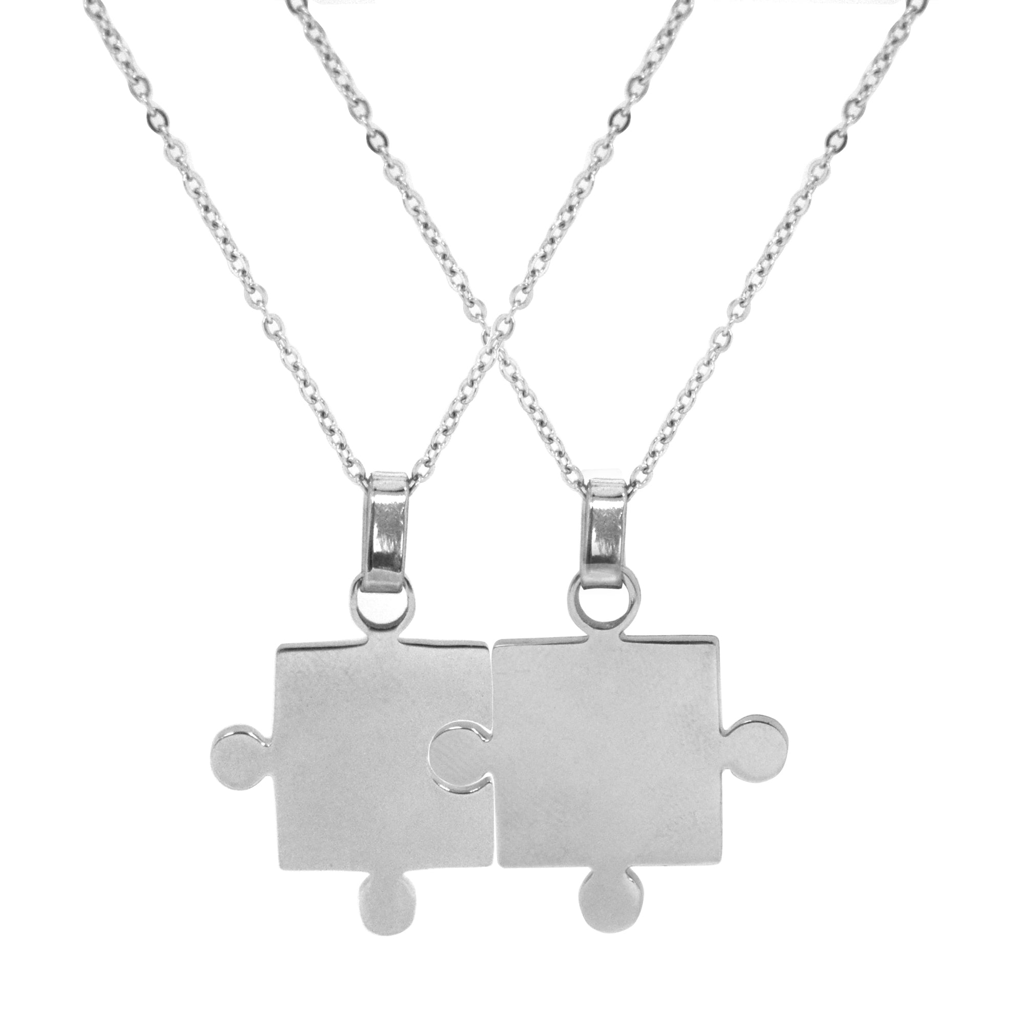 ESN 6085: Couple Jigsaw Necklace w/ 17.5" Link Chain