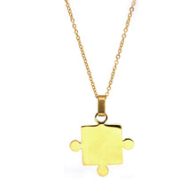 SET 6087: Gold Plated Jigsaw Puzzle Couple Necklace Set (Left and Right)