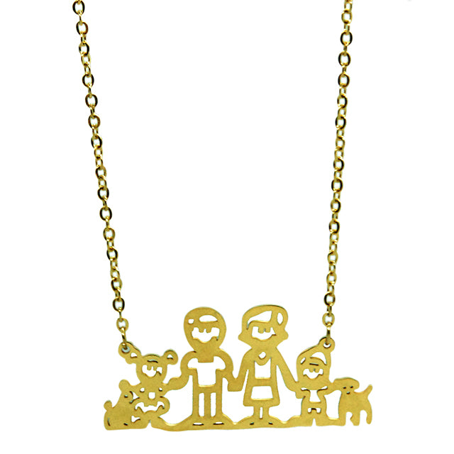 ESN 5914: Gold Plated "One Happy Family" Outline Necklace