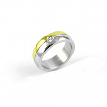 ESR 7465: Bella 2-Tone Dual Row Band w/ 1 Cubic Zirconia