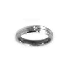 ESR 7338: Forever Love Comfort Fit Satin Band w/ Groove & 1 Cz