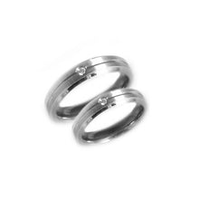 ESR 7338: Forever Love Comfort Fit Satin Band w/ Groove & 1 Cz