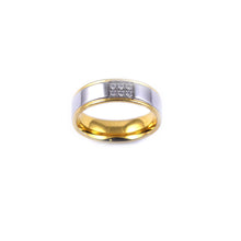 ESR 7515: Claire Glossy Stainless Steel Band with Gold-Plate Borders & 6 Cubic Zirconia
