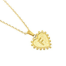 Gold-Plated Letter Accented Heart (18x20mm) Necklace w/ 18