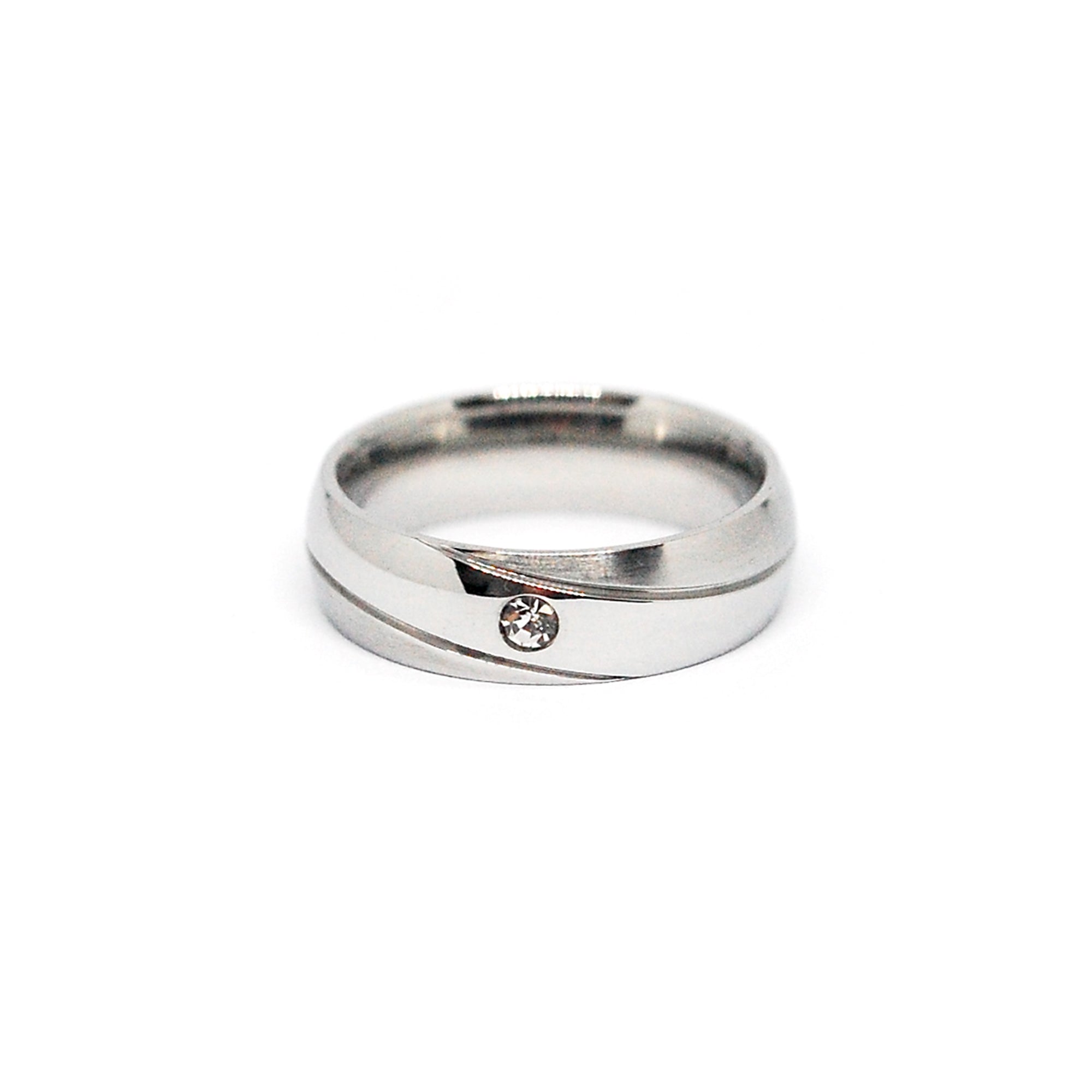 ESR 7223: Harper Matte Wedding Ring w/ Glossy Swirl & 1 Cz