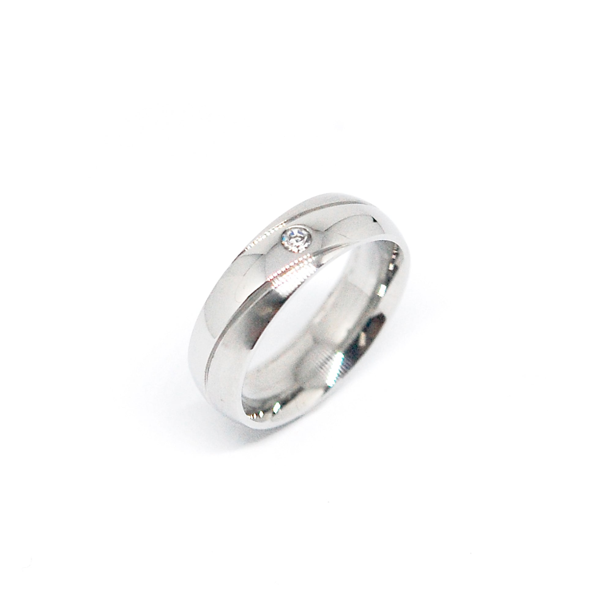 ESR 7223: Harper Matte Wedding Ring w/ Glossy Swirl & 1 Cz
