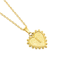 Gold-Plated Letter Accented Heart (18x20mm) Necklace w/ 18